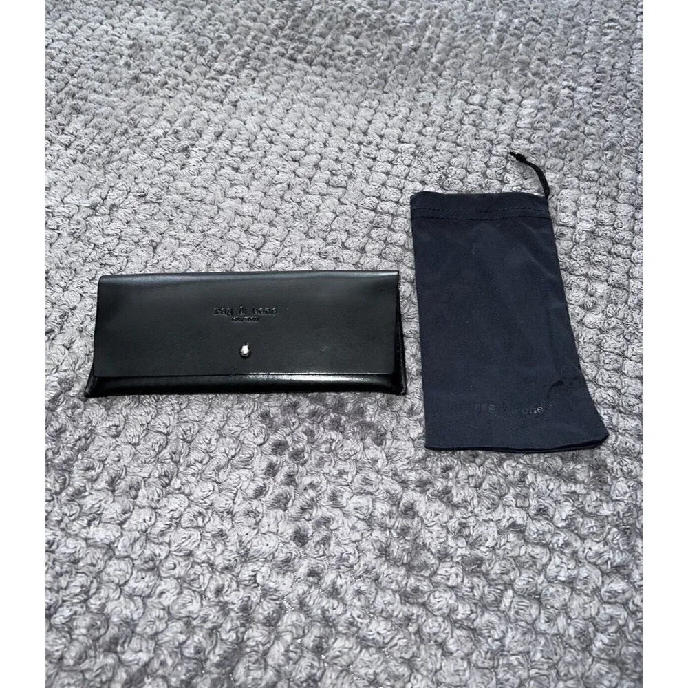 RAG & BONE New York Black Leather Glasses Case Pouch Button Case W/Dust Bag